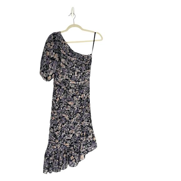 Shoshanna Midnight Mazie Puff One-Shoulder Dress Floral Print Size 0 Cocktail - Picture 2 of 8